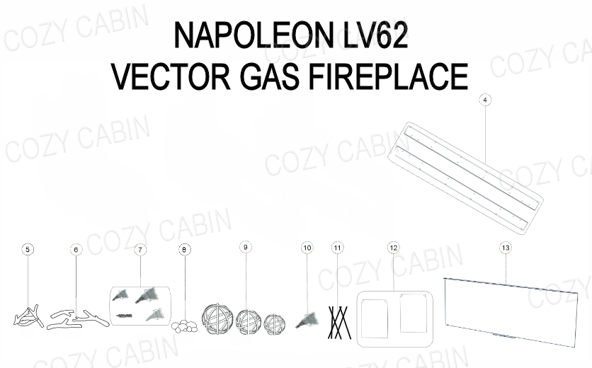 VECTOR GAS FIREPLACE (LV62)  #LV62